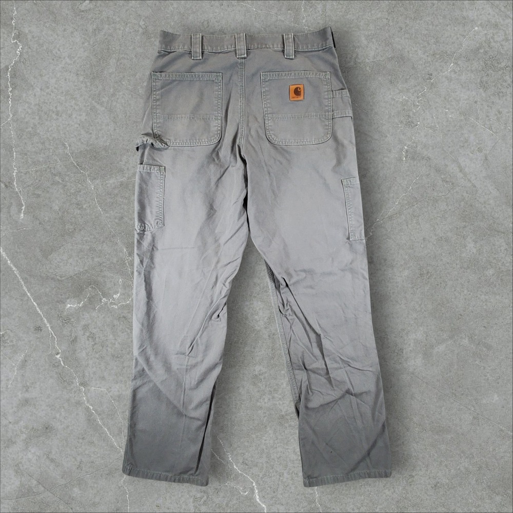 Carhartt Carpenter Pants Mens 33x34 Fatigue Grey B151FAT Canvas Dungaree